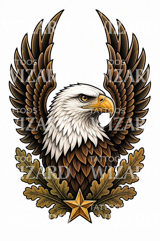Heraldiek adelaar neo-traditional tattoo-ontwerp