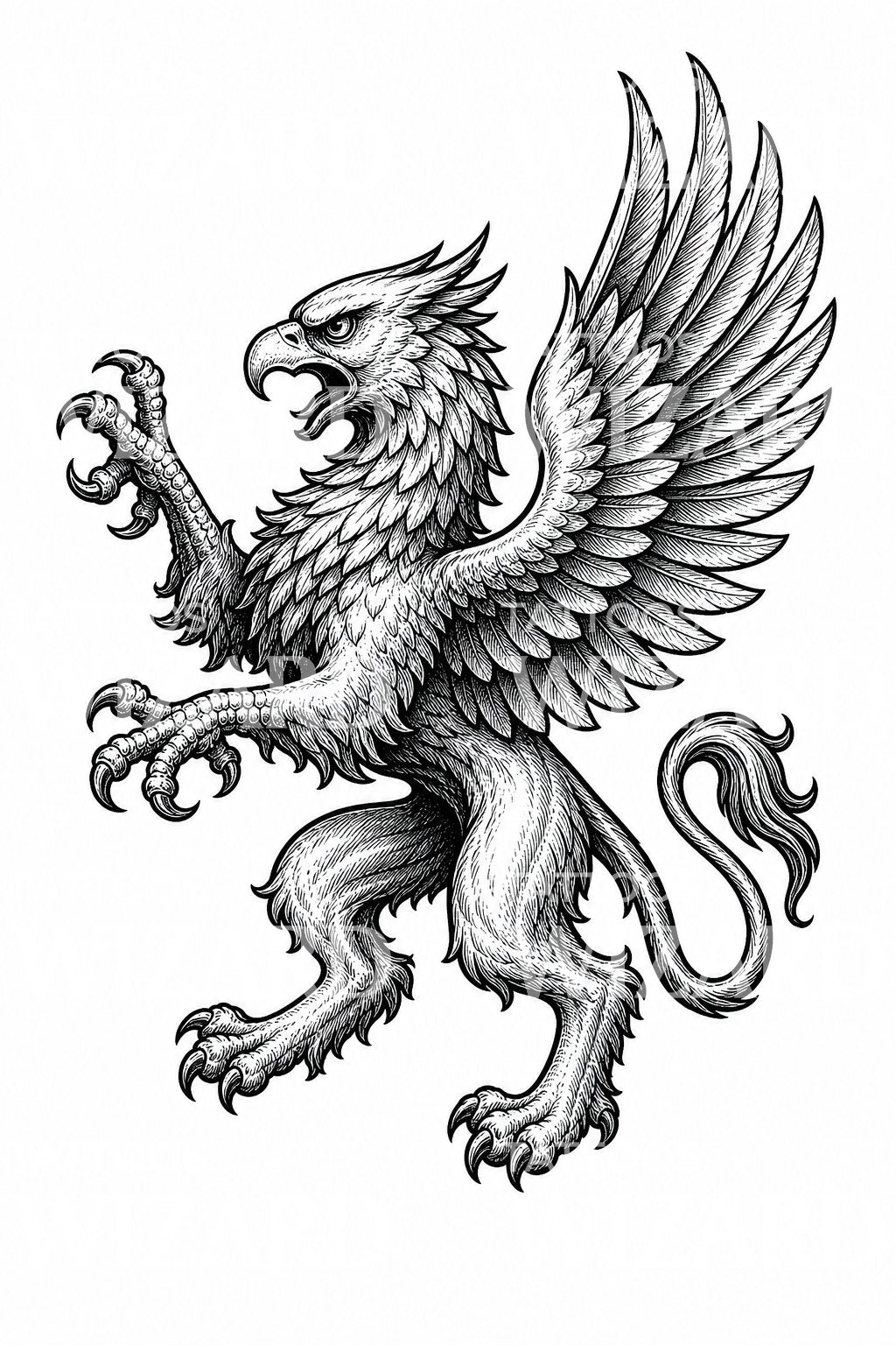 Ilustrace heraldického gryfa pro tetování