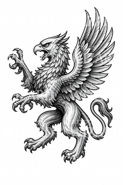 Ilustrace heraldického gryfa pro tetování