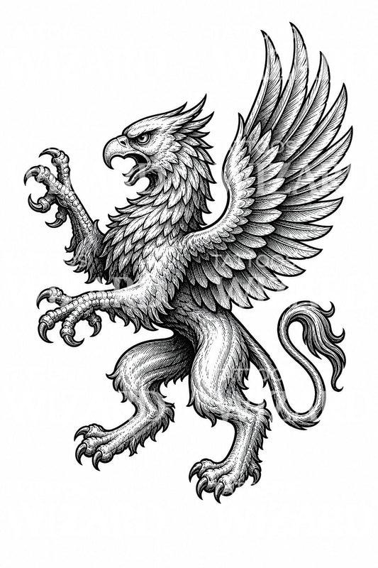 Heraldikai griff tetoválás illusztráció