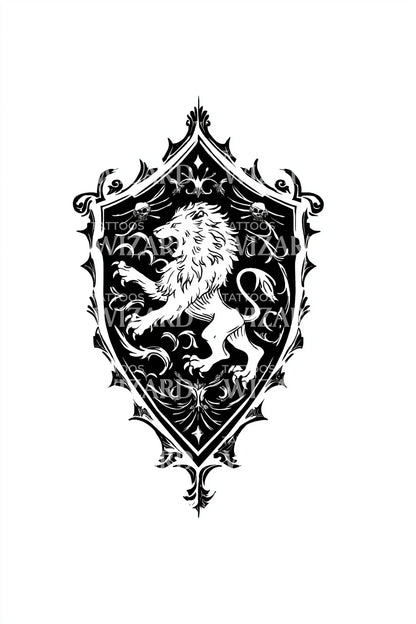 Heraldic Lion Shield Tattoo Idea
