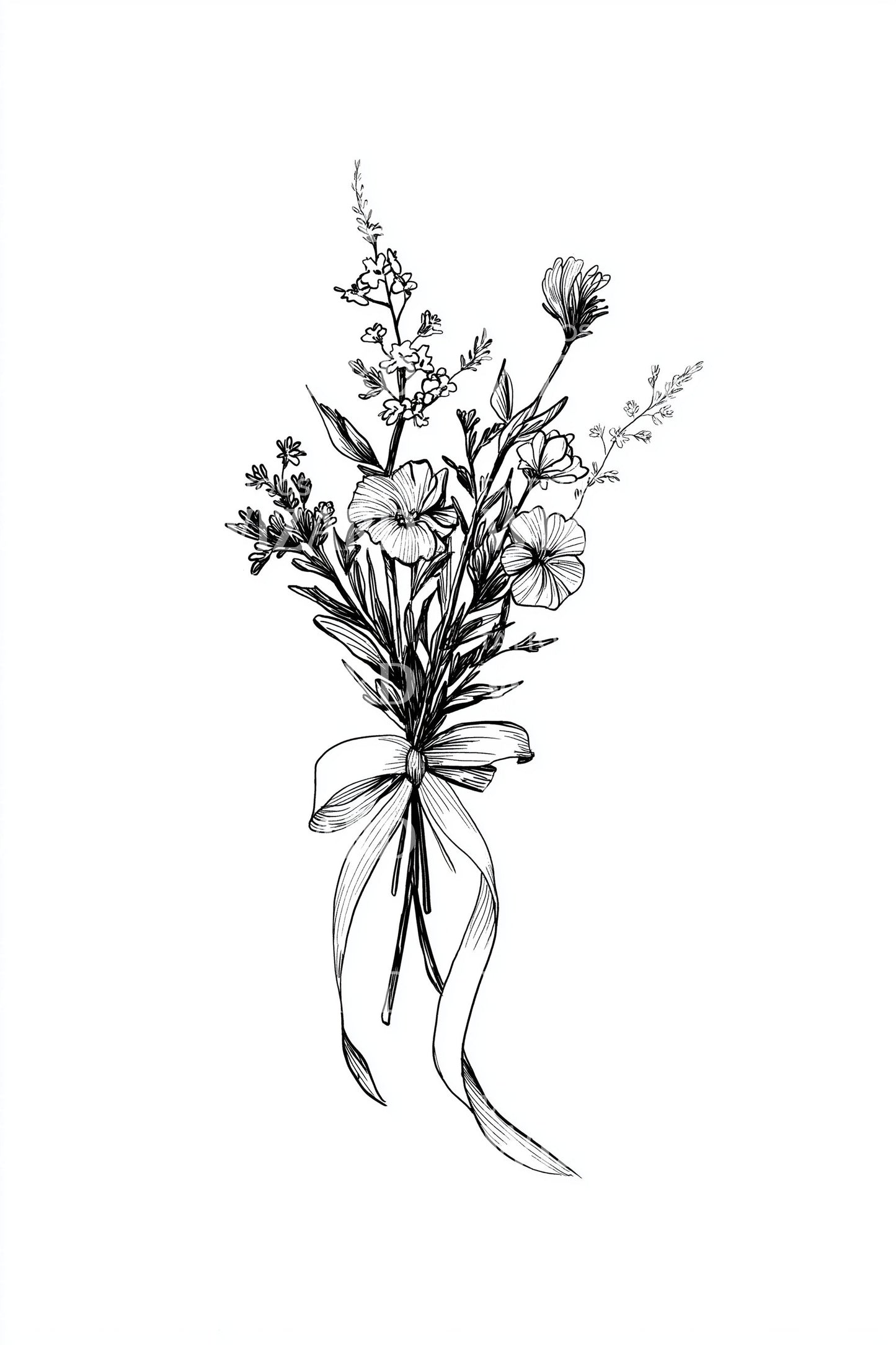Herb Bundle Ribbon Tattoo Design