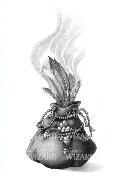 Herbal Pouch Incense Tattoo Design