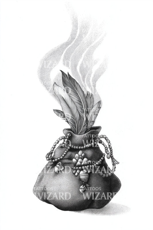 Herbal Pouch Incense Tattoo Design