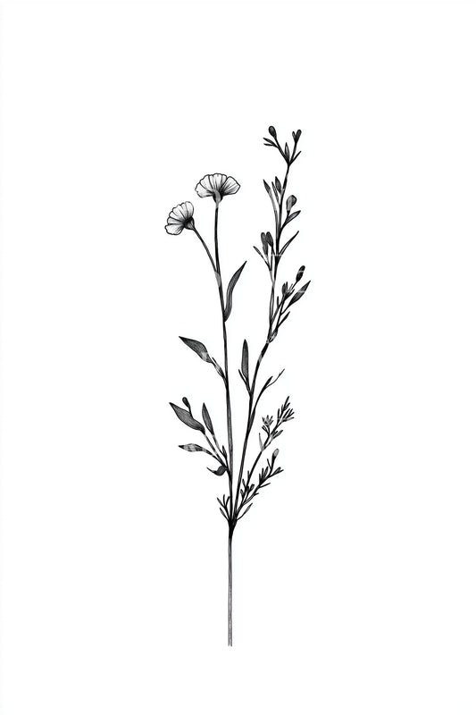 Design de tatouage ligne branche d'herbes