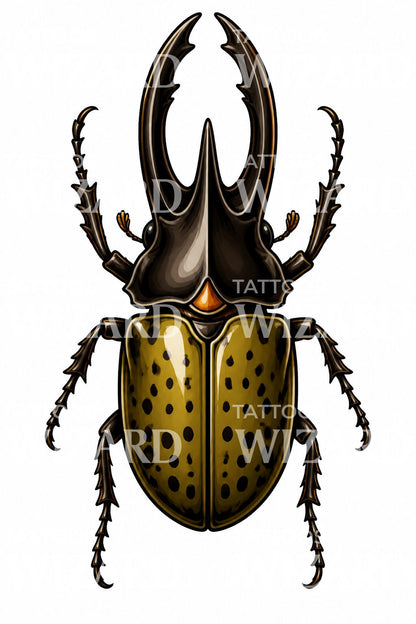 Hercules Beetle Neo Traditional Tattoo Design