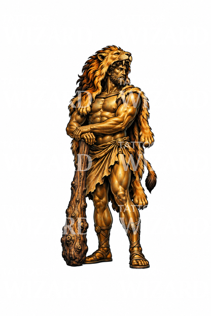 Tatuagem de estátua de bronze de Hércules com a pele do leão de Nemeia