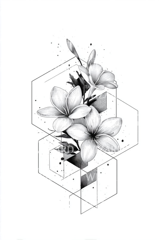 Hex Frame Magnolia Tattoo Design