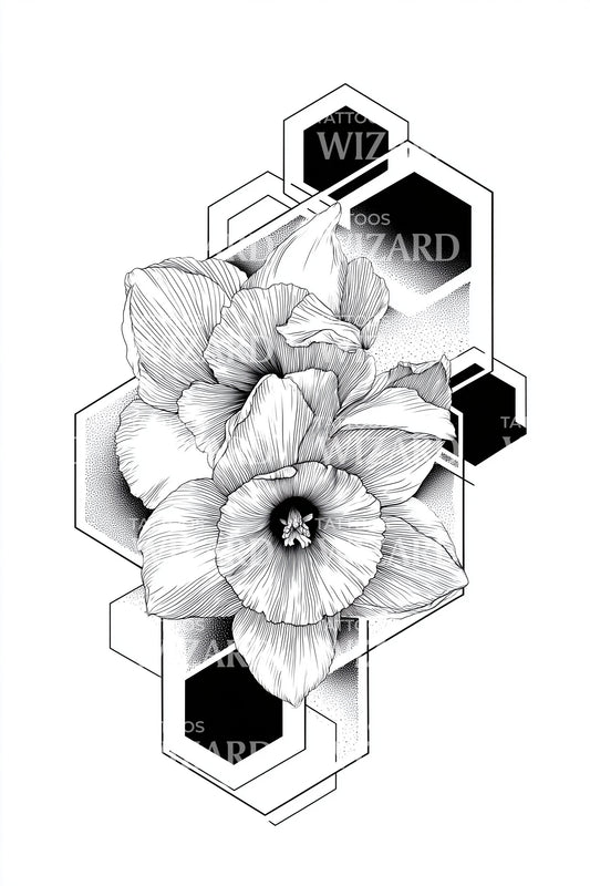 Hex Honey Daffodil Tattoo Design