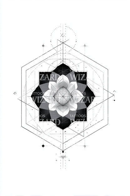 Hex Lotus Harmony Tattoo Design