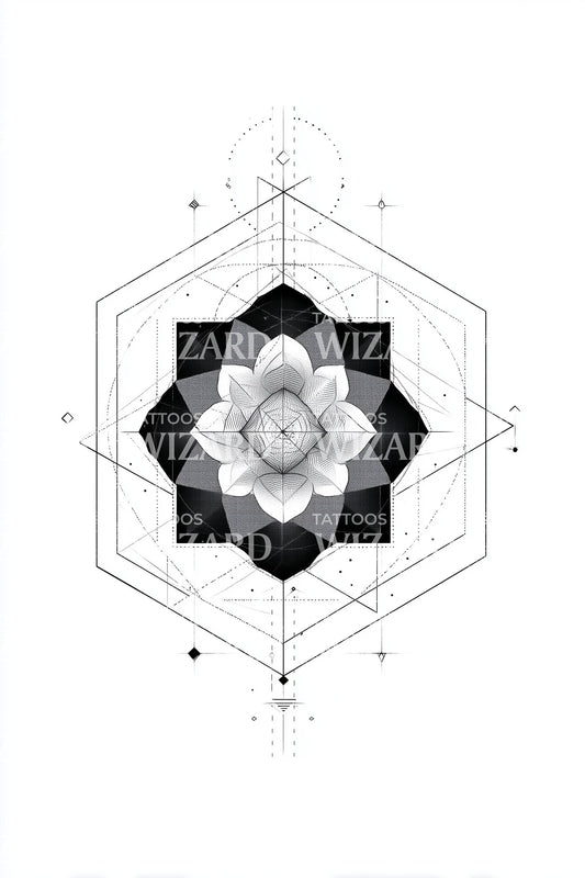 Hex Lotus Harmony Tattoo Design