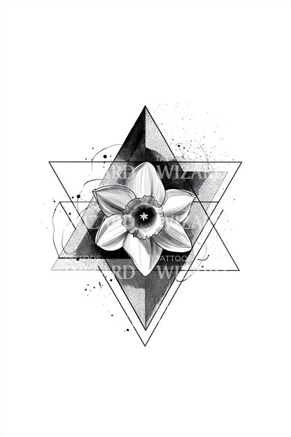Desenho de Tatuagem Flor de Estrela Hexagonal