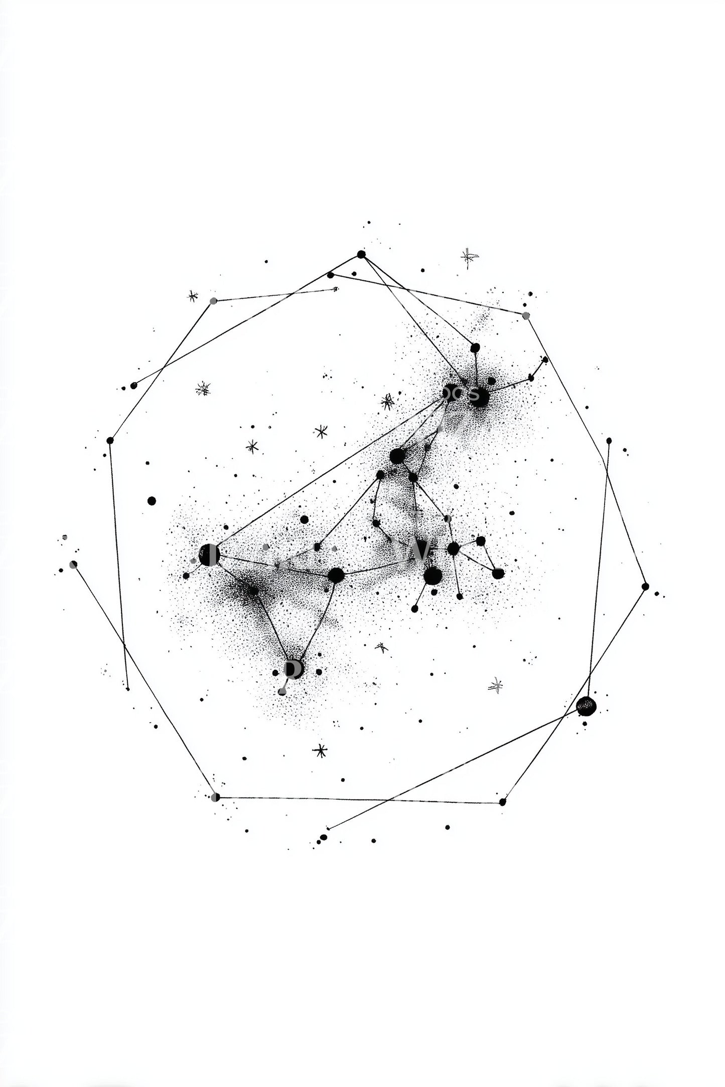Hex Star Map Tattoo Illustration