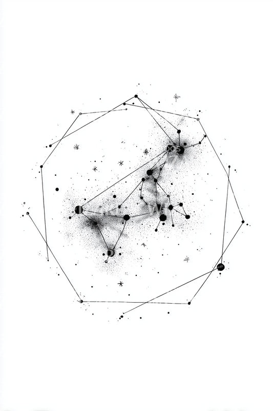 Hex Star Map Tattoo Illustration