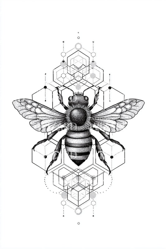 Hexagon Honey Bee Tattoo Idea