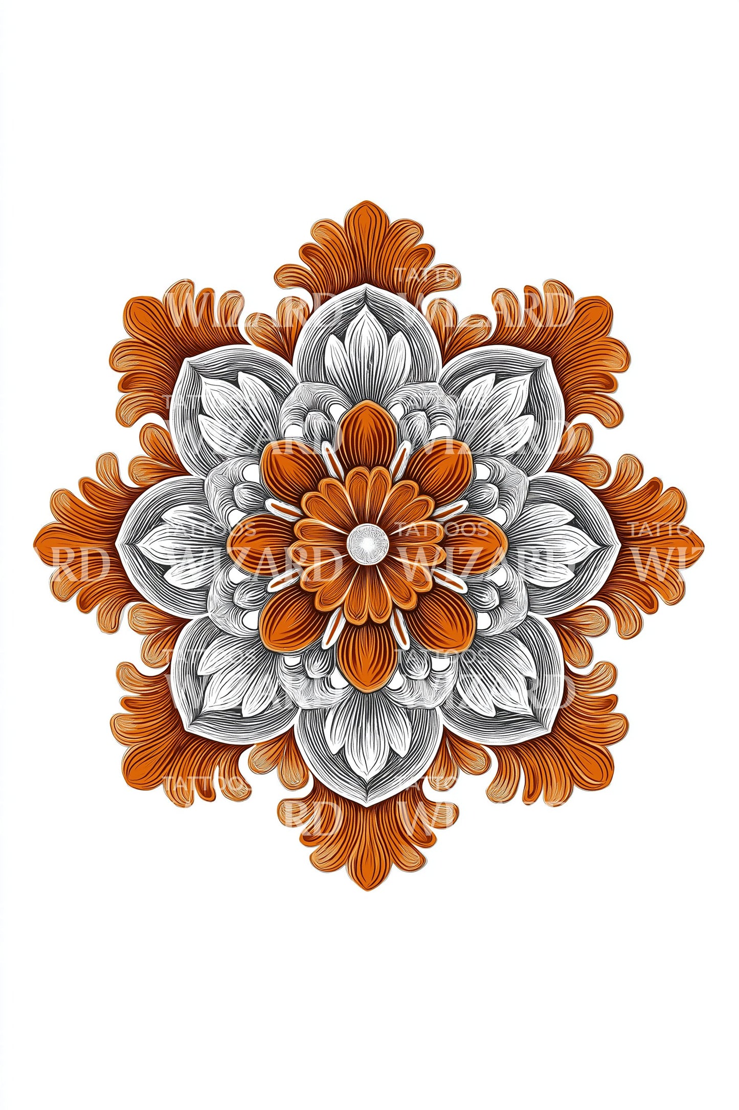 Desenho de Tatuagem Mandala Floral Hexagonal