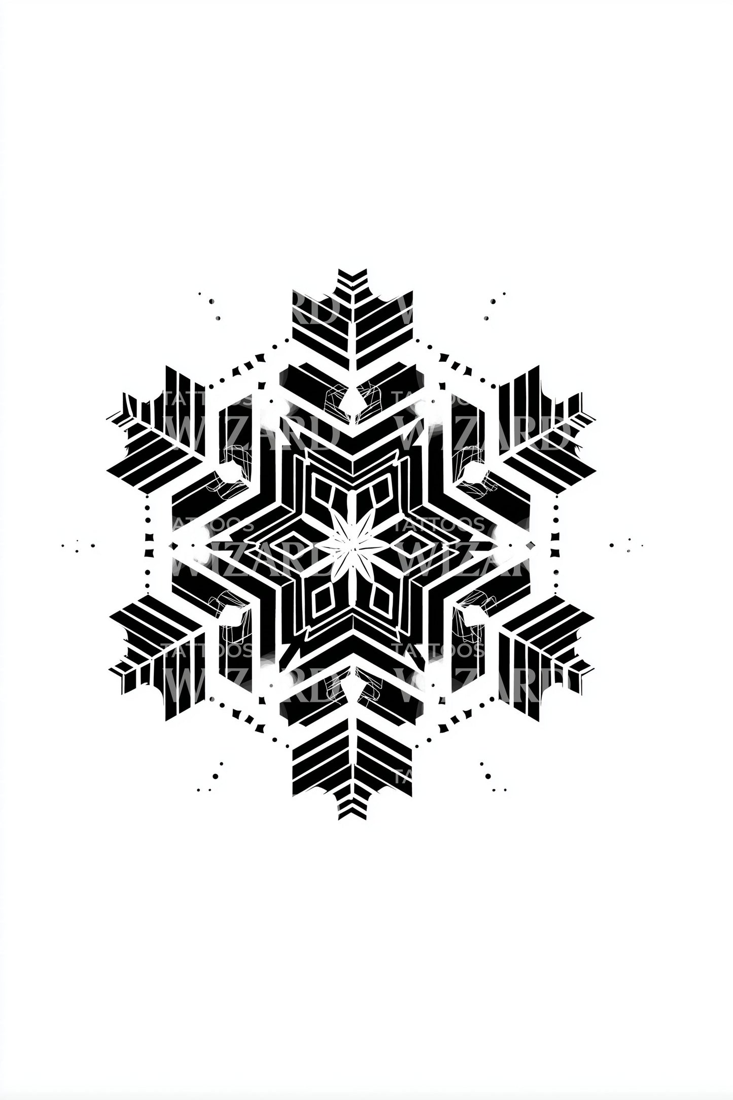 Hexagonal Nordic Snowflake Tattoo Idea