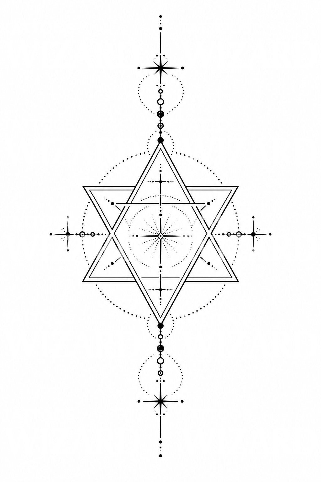 Hexagram Sacred Star Tattoo Design