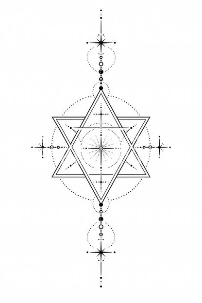 Hexagram Sacred Star Tattoo Design