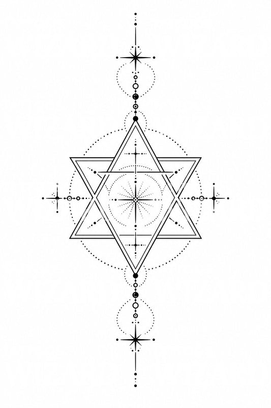 Hexagram Sacred Star Tattoo Design