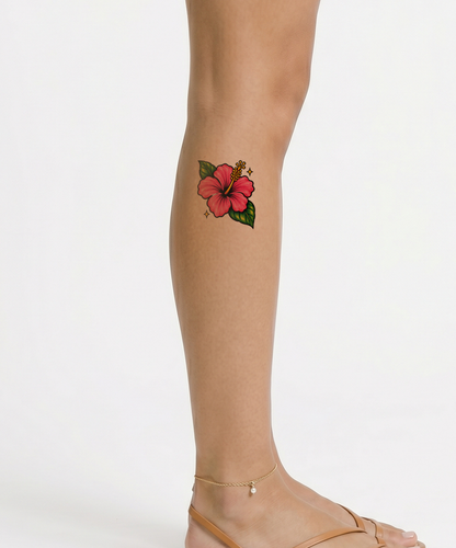 Kiiltävä stanssattu hibiskus flash-tatuointikuvitus