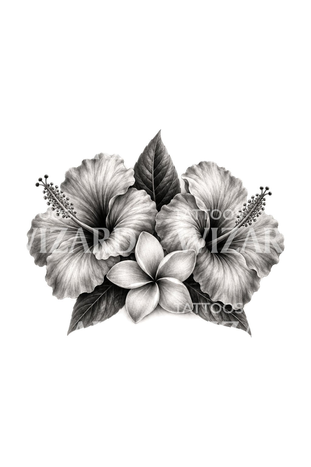 Hibiskus- och plumeriatatuering