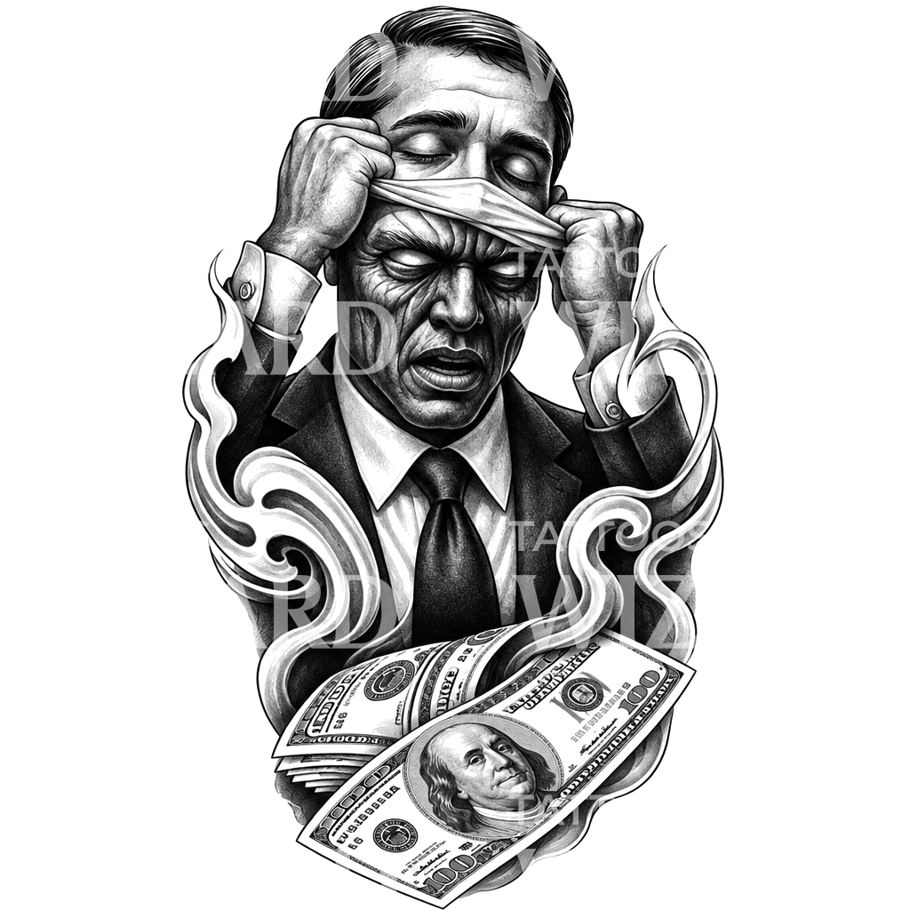 Hidden Face Money Tattoo Design