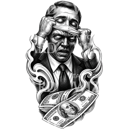 Hidden Face Money Tattoo Design