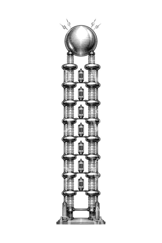 Illustratie van een tatoeage met een hoogspanningsladdergenerator