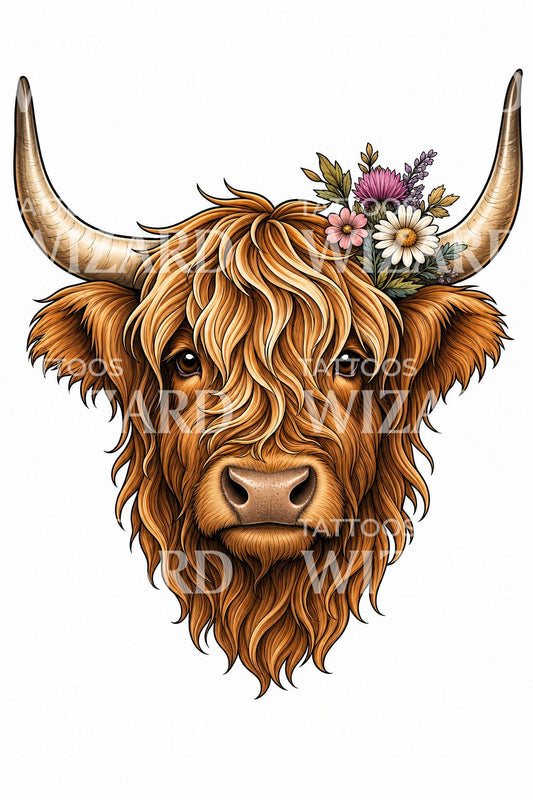 Design Tatuaggio Mucca Highland