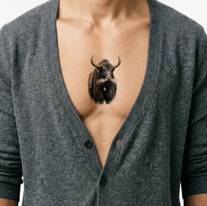 Himalayan Yak with Bell Tattoo Design