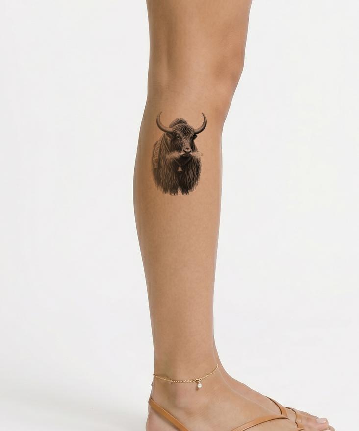 Himalayan Yak with Bell Tattoo Design