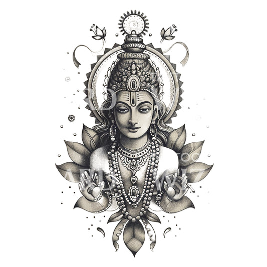 Hindu Goddess Dotwork Tattoo Design