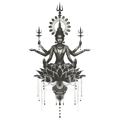 Hindu Goddess Inspired Tattoo Design