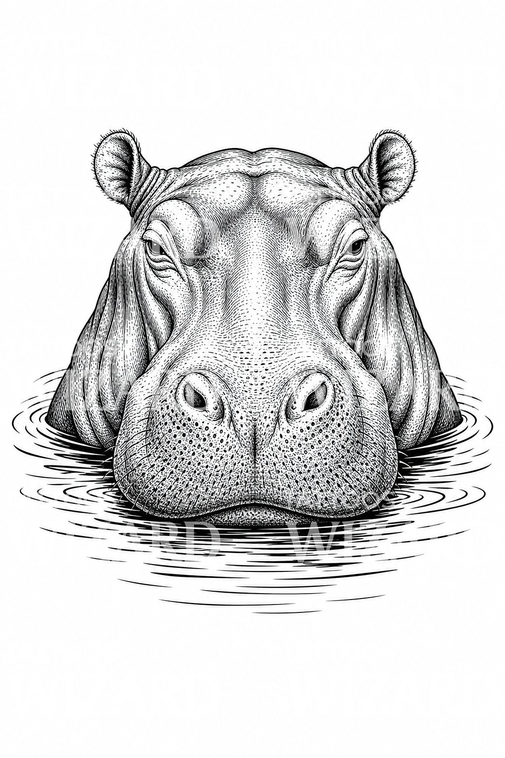 Disegno di tatuaggio ippopotamo