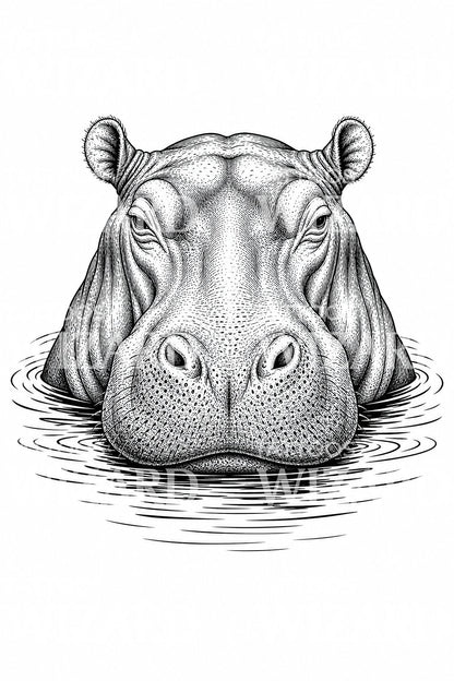 Disegno di tatuaggio ippopotamo