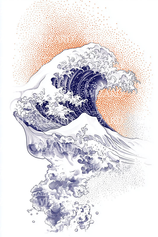 Hokusai Wave Tattoo Design