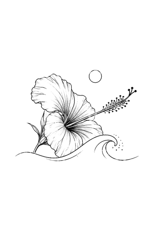 Nyaralási emlék hibiszkusz- és nap-tetoválás ötlet