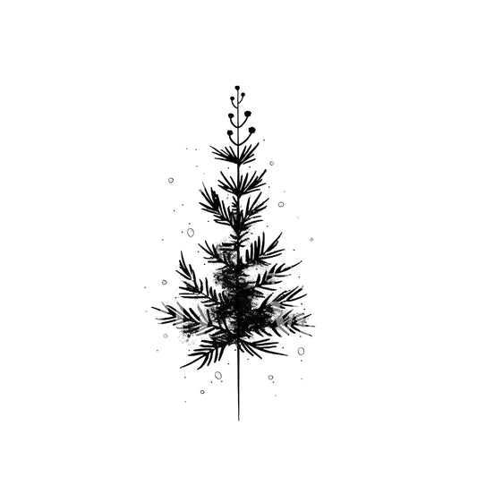 Holiday Pine Tree Minimalist Tattoo Design