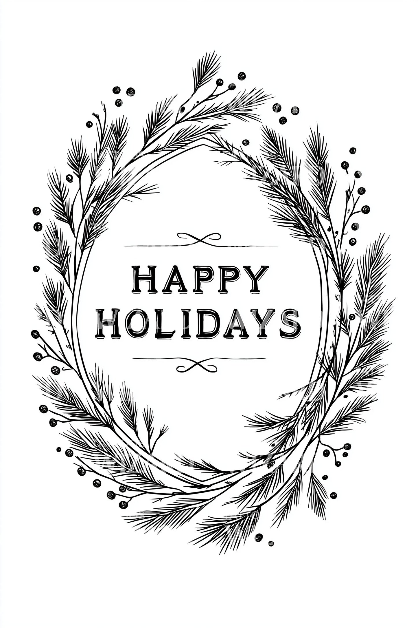 Holiday Wreath Tattoo Illustration