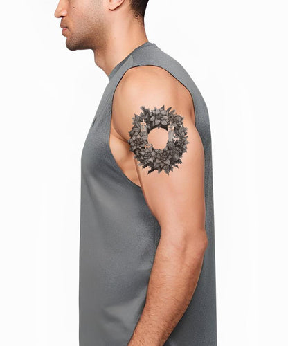 Classic Holly Christmas Wreath Tattoo Design