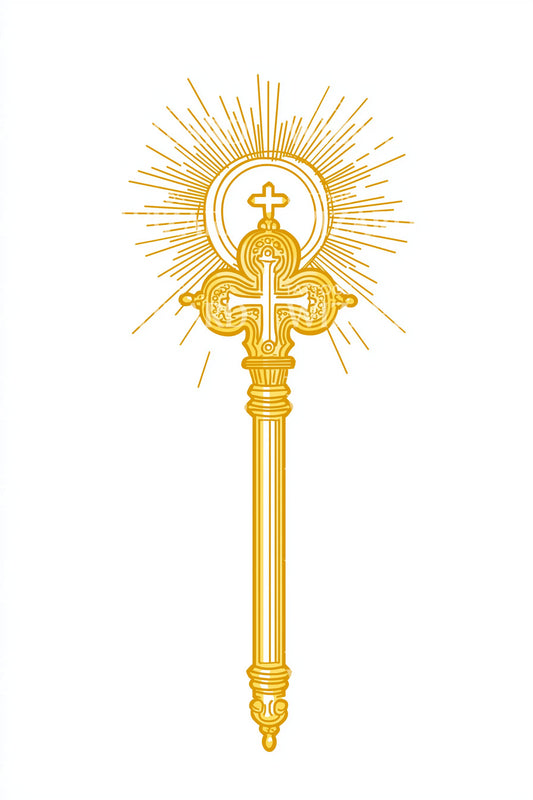Ideia de Tatuagem de Chave com Halo Dourado do Santo Padre