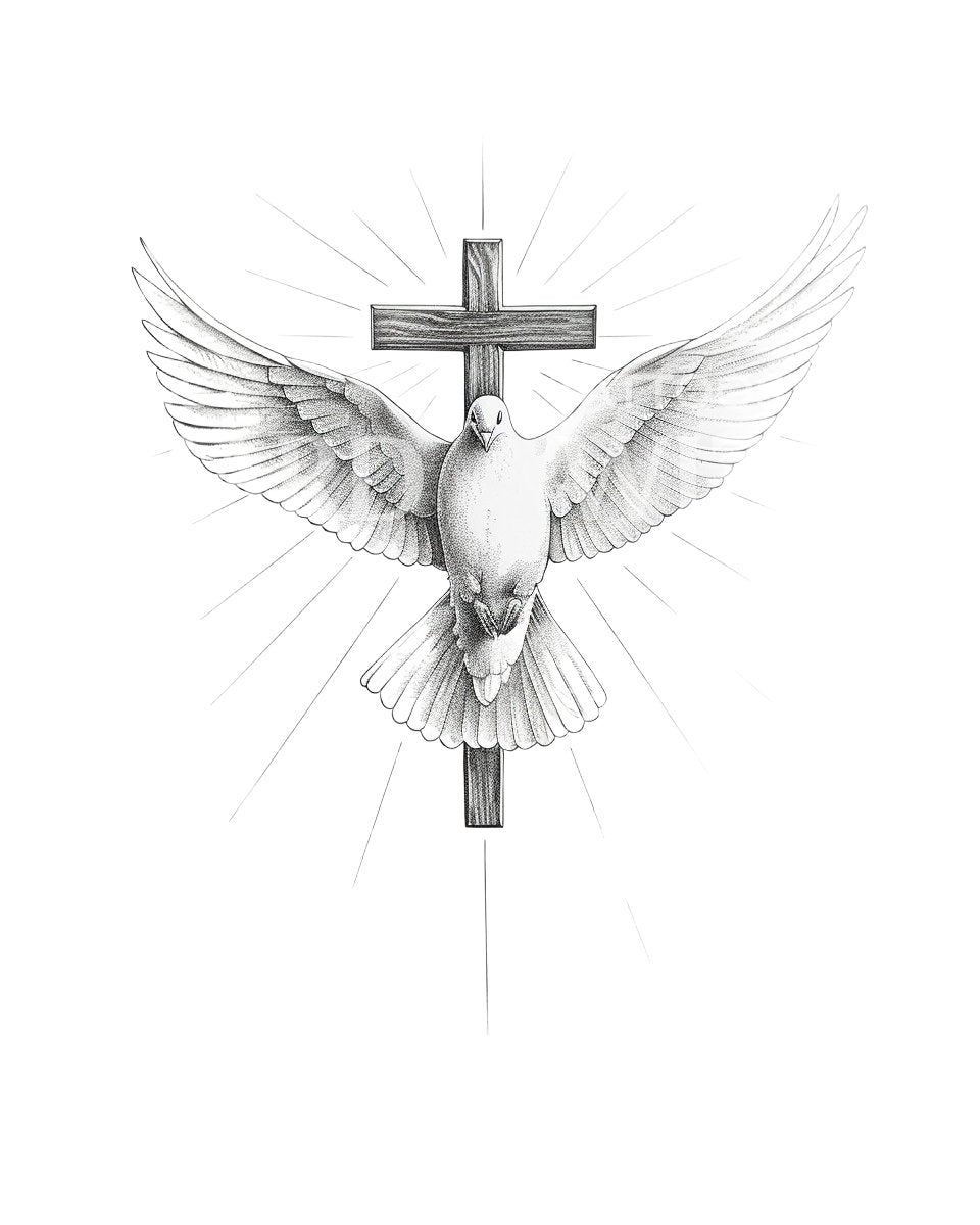 Conception de tatouage de colombe et de croix du Saint-Esprit