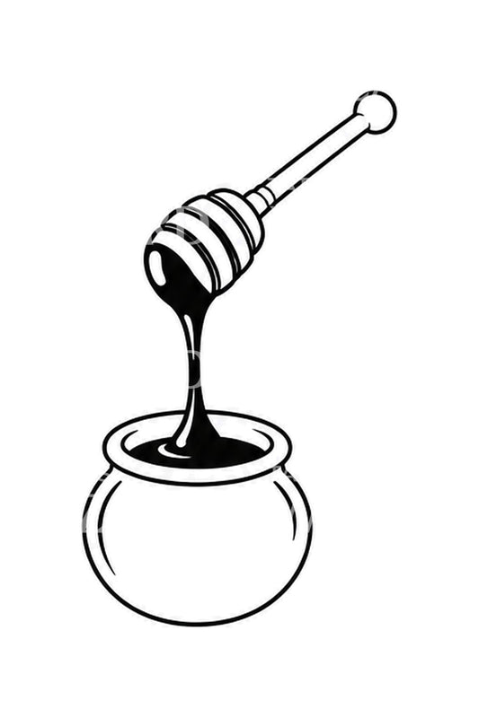 Diseño de tatuaje de cucharilla de miel y tarrito