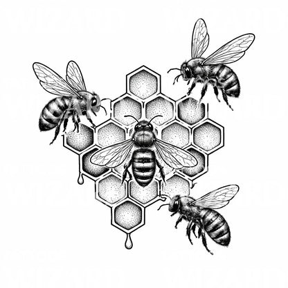 Honeycomb Bees Tattoo Design
