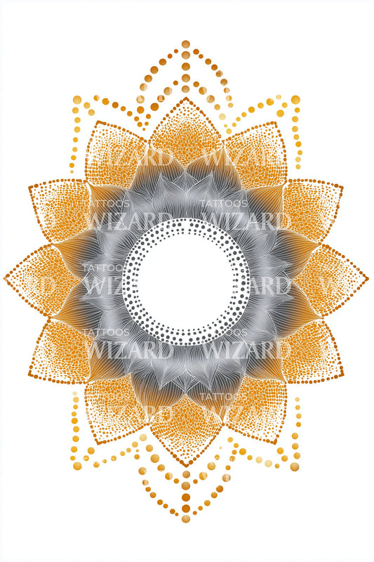 Honeycomb Lotus Mandala Tattoo Design