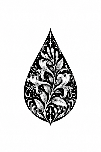 Τατουάζ blackwork αγιόκλημα σε δάκρυ με αρνητικό χώρο
