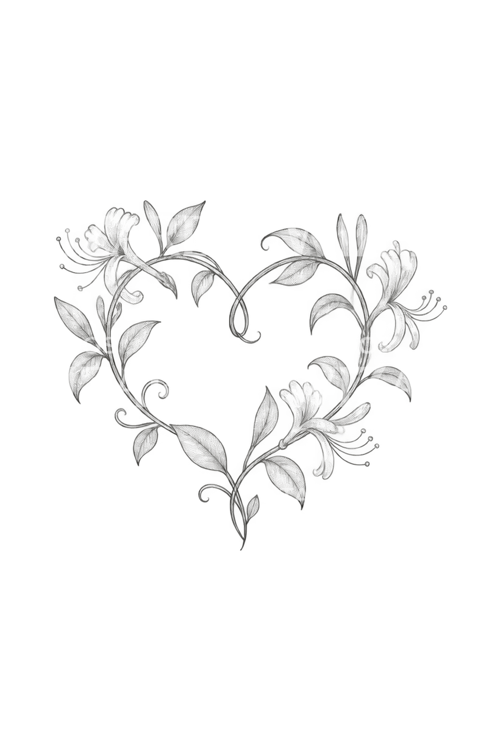 Tatouage cœur de chèvrefeuille en fineline