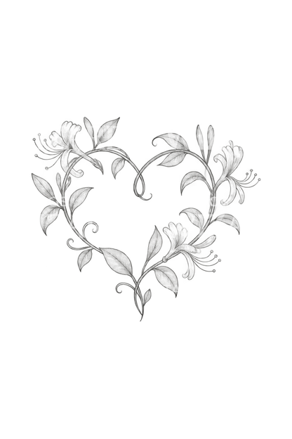 Tatouage cœur de chèvrefeuille en fineline