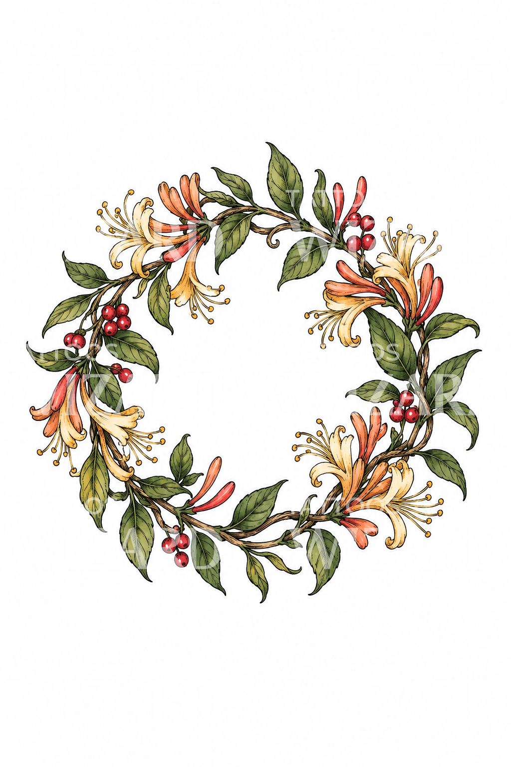 Ilustração de tatuagem de coroa de madressilva